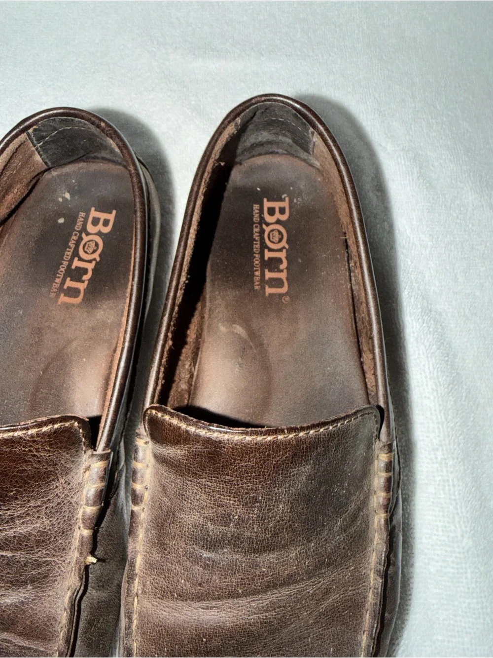 Born Dark Brown Leather Moc Toe Slip-On Loafers